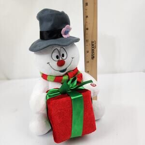 Gemmy Frosty The Snowman 10" Singing Animated Light Up Present Christmas Plush